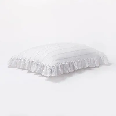 Threshold Studio McGee Cotton Slub Comforter Set Ruffle Accents White/Khaki King