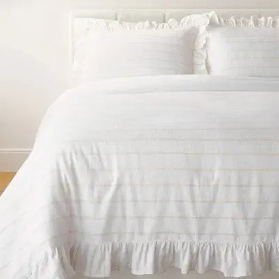 Threshold Studio McGee Cotton Slub Comforter Set Ruffle Accents White/Khaki King