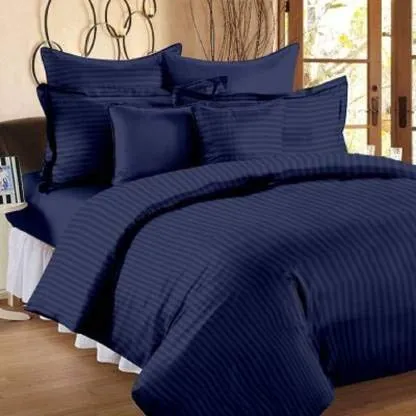 Toro Blu 400TC Cotton Double Bed Duvet Cover (Queen - 90"x 98", Navy Blue)