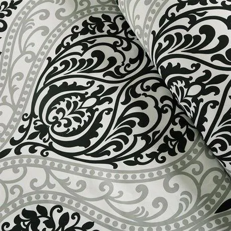 Twin - Twin XL 4-Piece Black White Damask Print Comforter Set