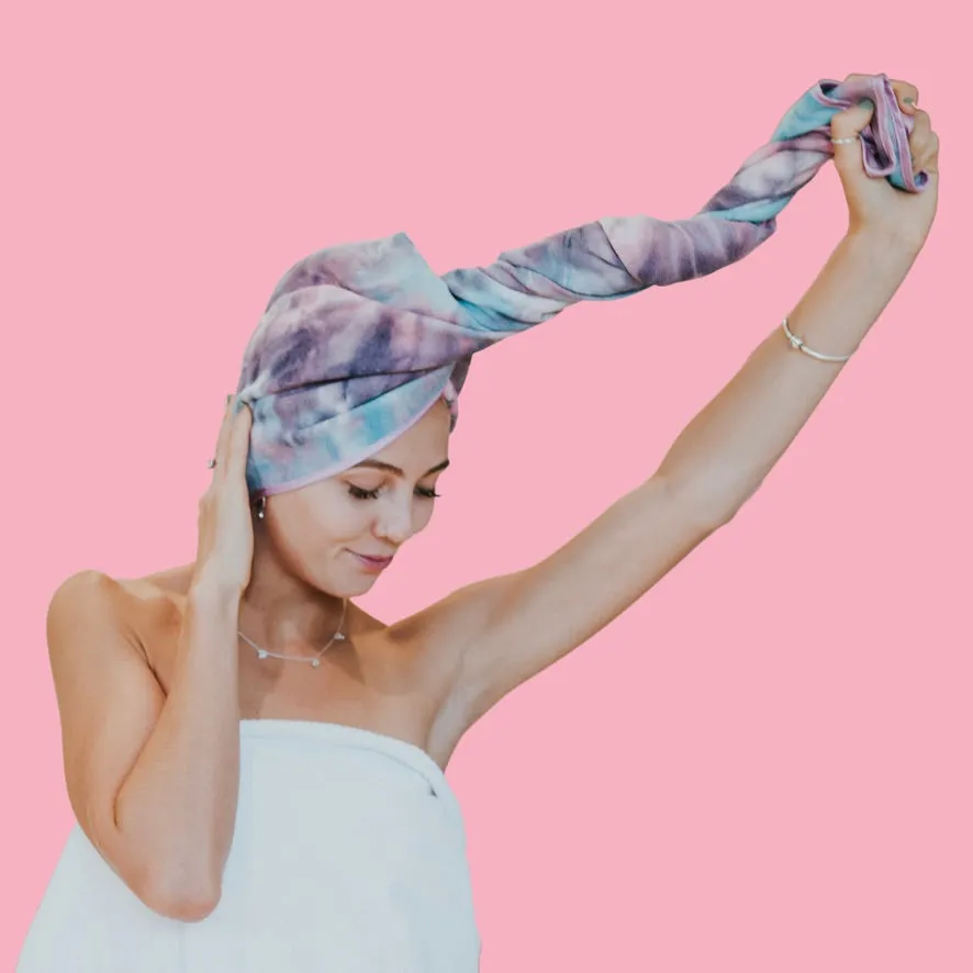 Unicorn Microfibre Hair Towel® Wrap Tie Dye Pink