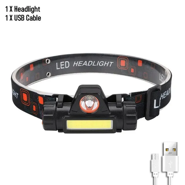 USB Rechargable LED Headlamp 3 Modes Light Mini Headlight Built-in Battery Head Flashlight Outdoor Fishing Torch Camping Lantern