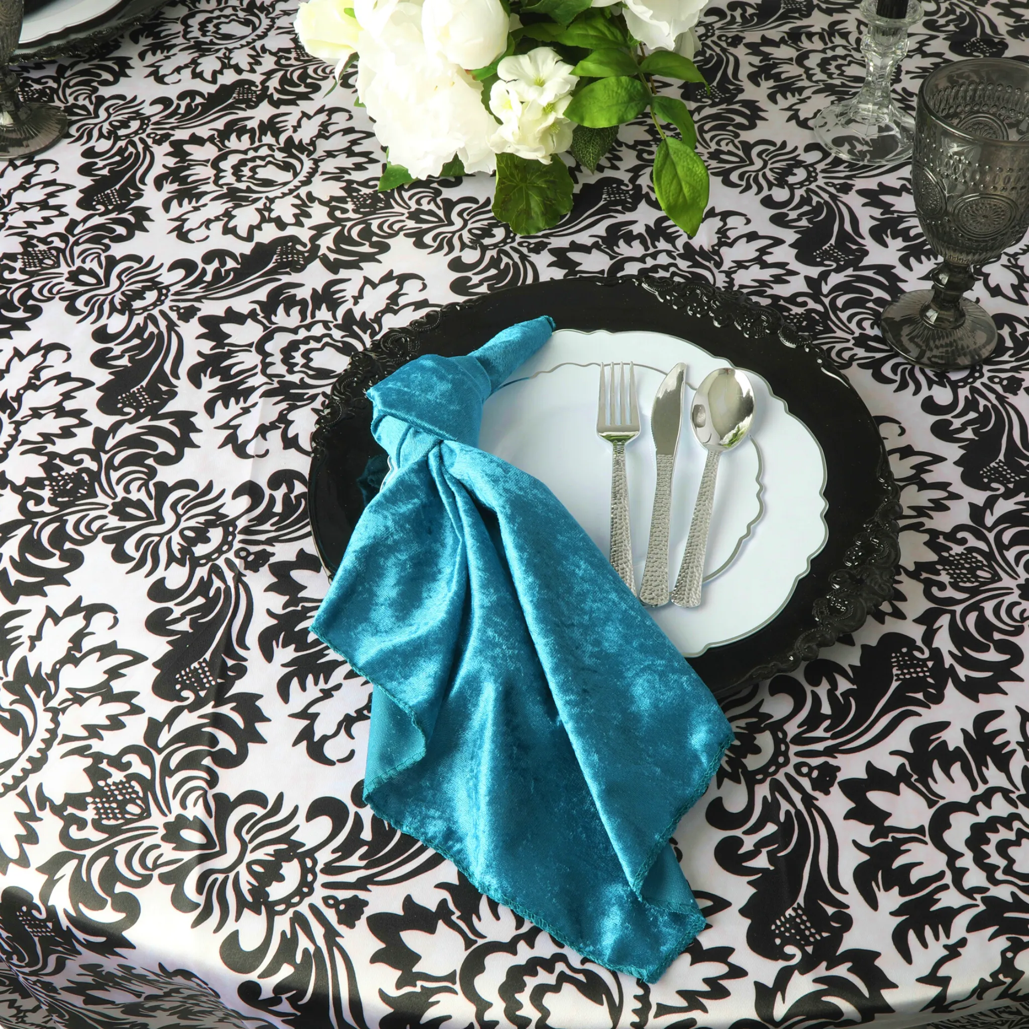 Velvet 20"x20" Linen Napkin - Dark Teal