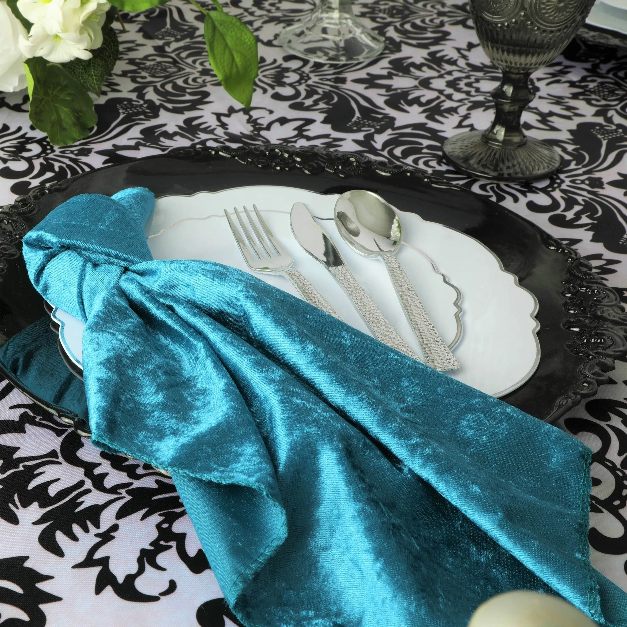 Velvet 20"x20" Linen Napkin - Dark Teal