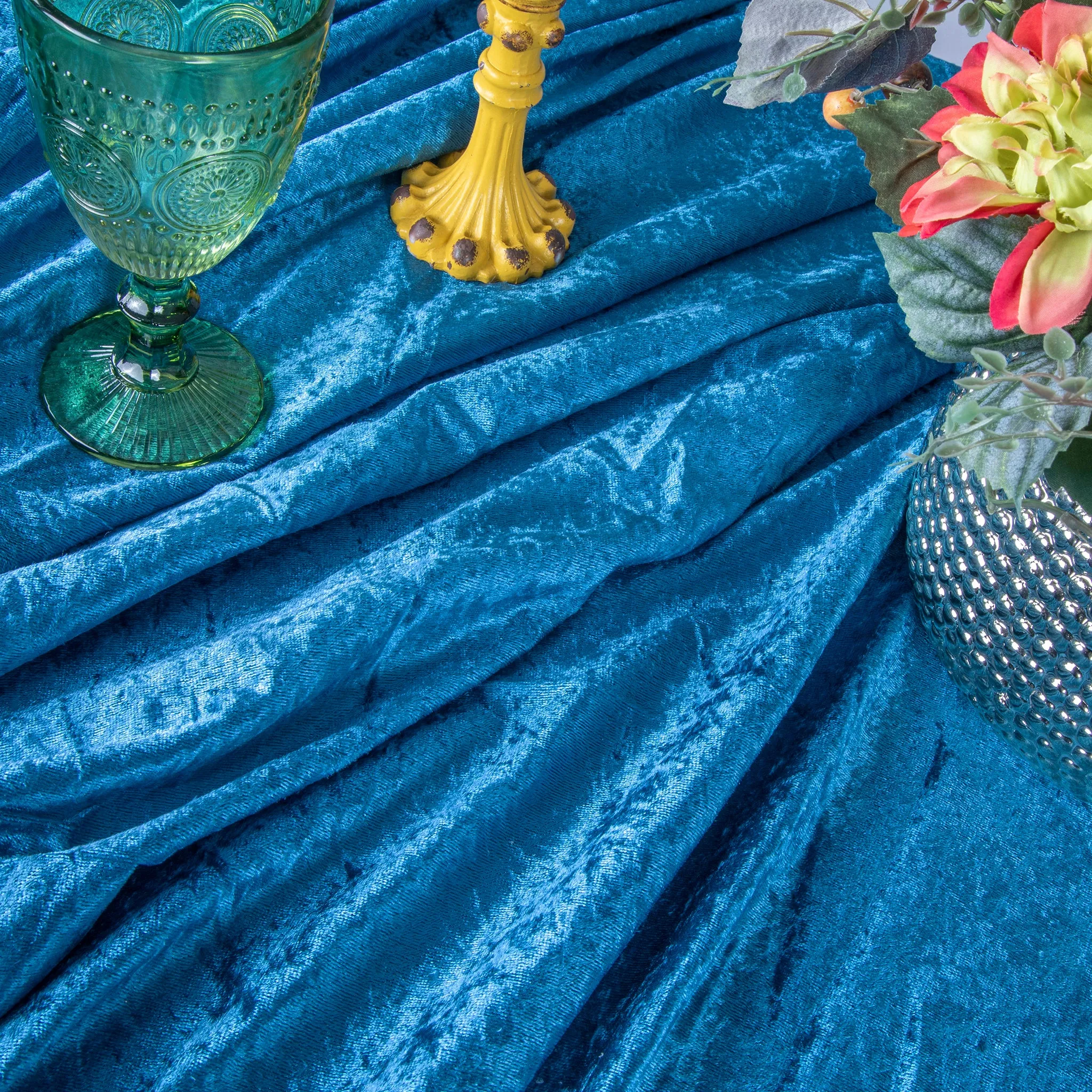 Velvet 90"x132" Rectangular Tablecloth - Dark Teal