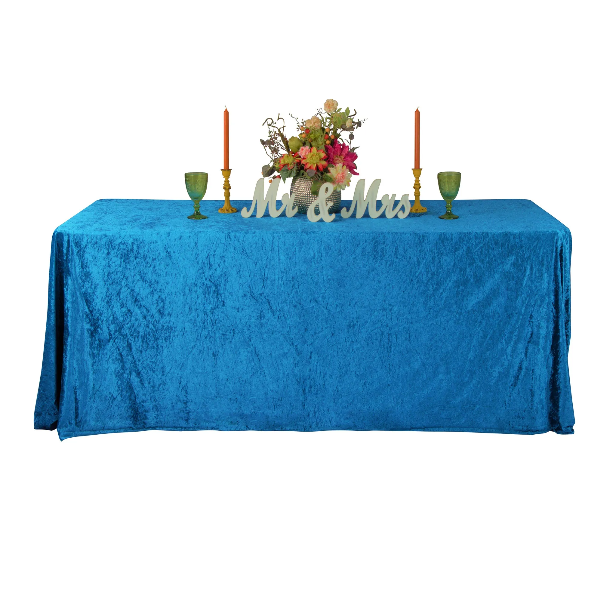 Velvet 90"x132" Rectangular Tablecloth - Dark Teal