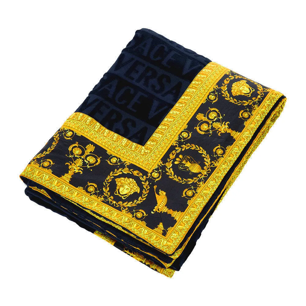 Versace Baroque Jacquard Medusa Blue Beach/Bath Towel - 195cm x 145cm