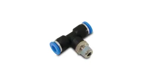 Vibrant Pneumatic Push Lock Male Tee Fitting, Tube O.D. Size: 1/4"; Male Thread Size: 1/4" NPT - 22634