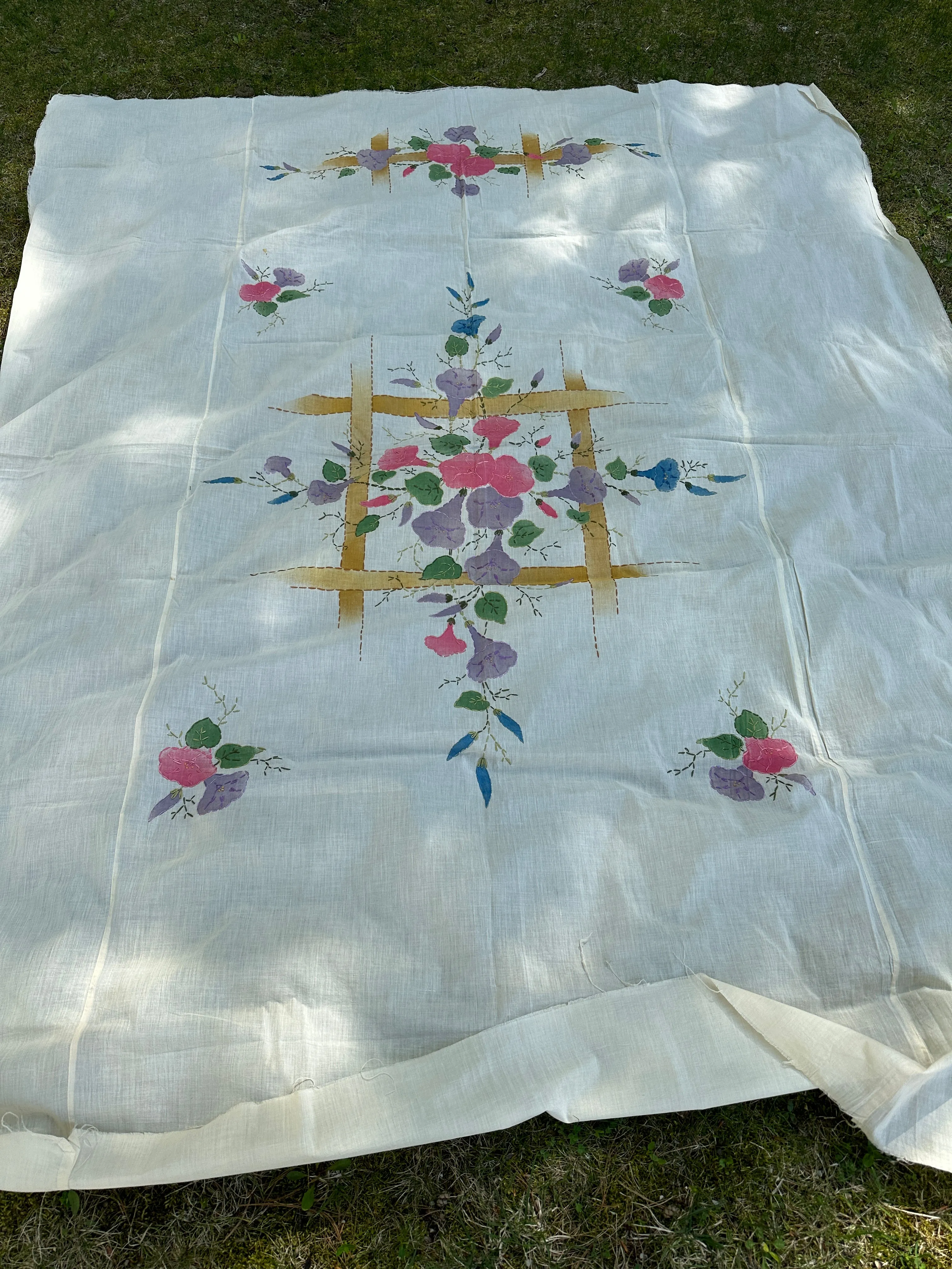 Vintage Morning Glory Quilt Top