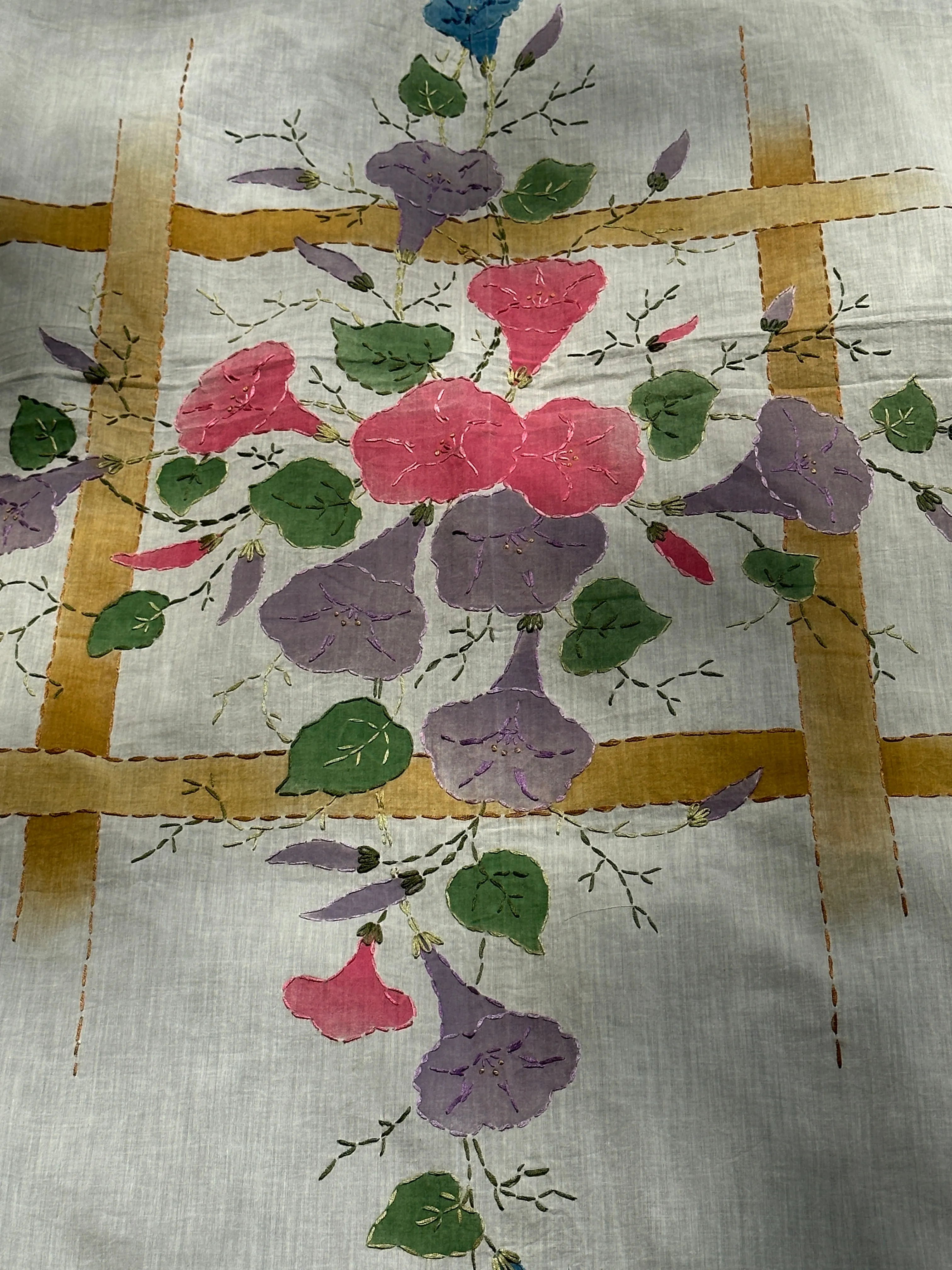 Vintage Morning Glory Quilt Top