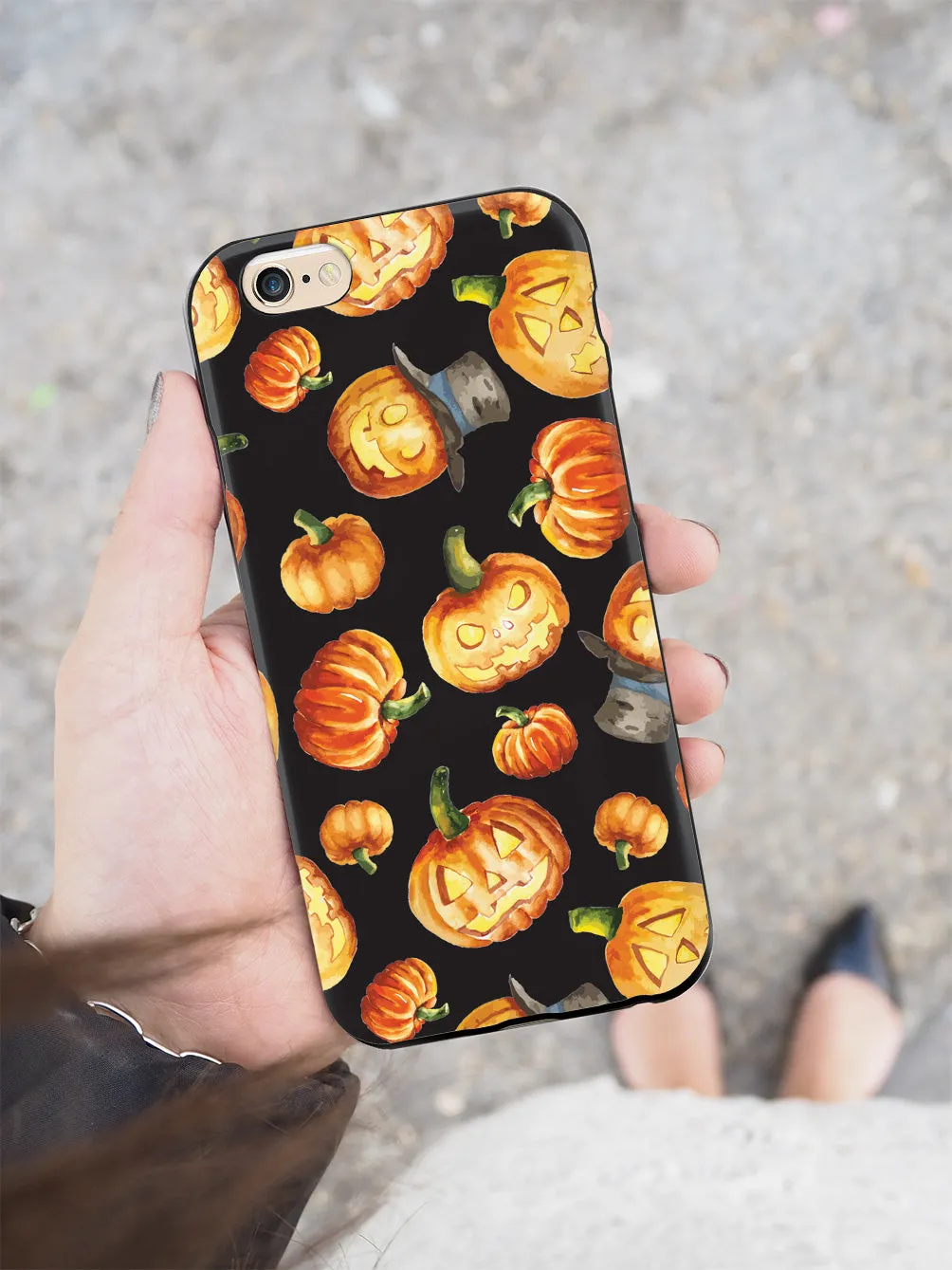 Watercolor Jack O Lanterns - Black Case