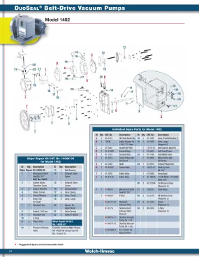 Welch 1402K-06 MAJOR REPAIR KIT, for 1402 and 1405 Vacuum Pump