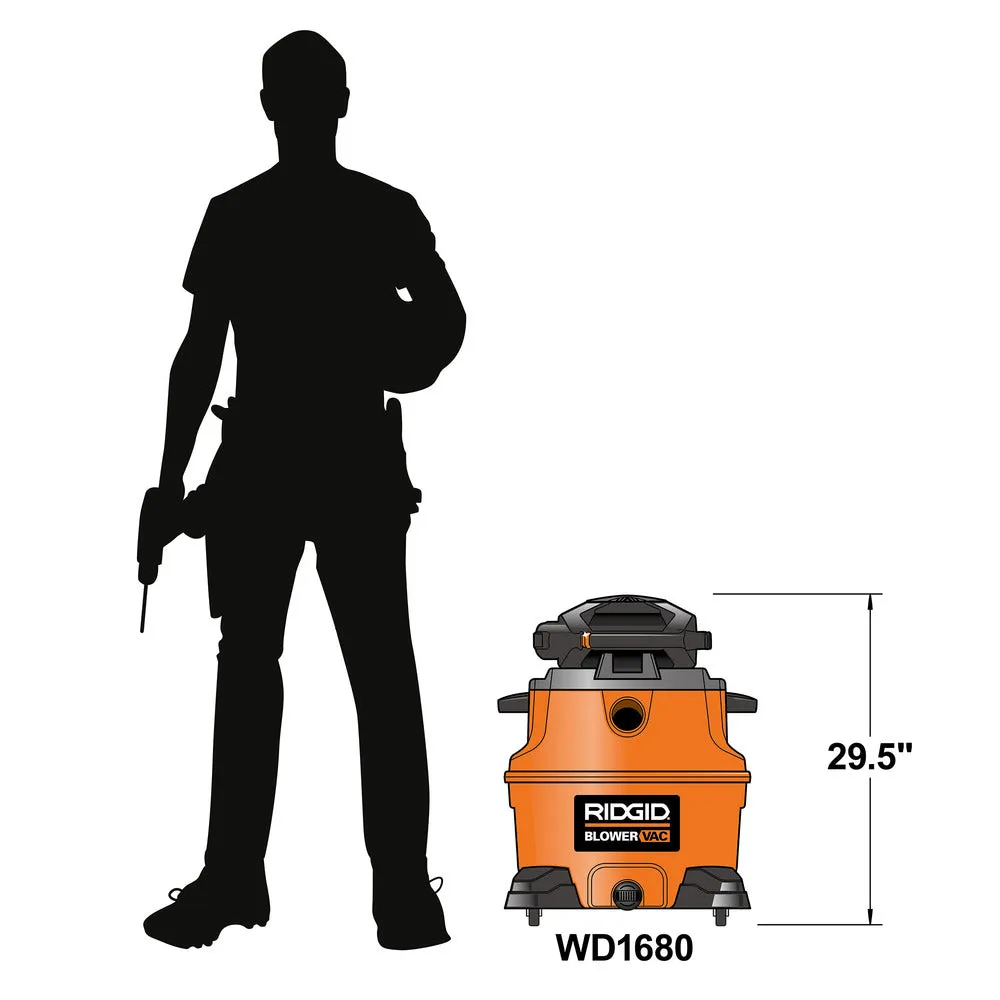 Wet/Dry Vacuum - Ridgid WD1680EX 16 Gallon Portable Vac with Detachable Blower 40128