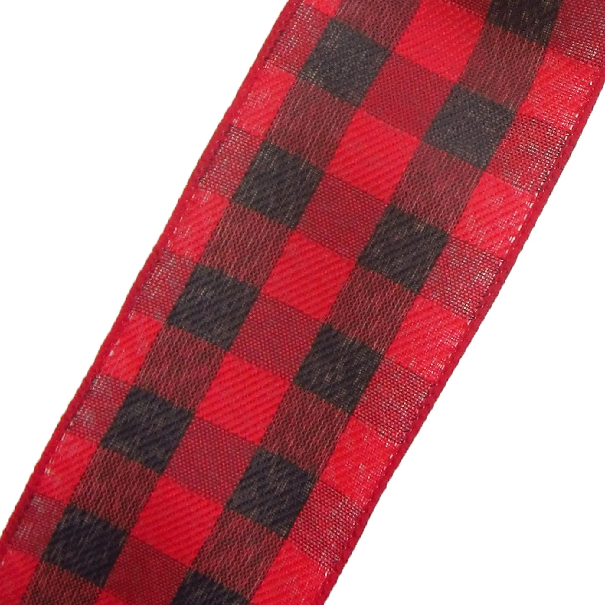 Wired Black & Red Buffalo Plaid Linen Ribbon (#40-2.5"Wx10Yards)