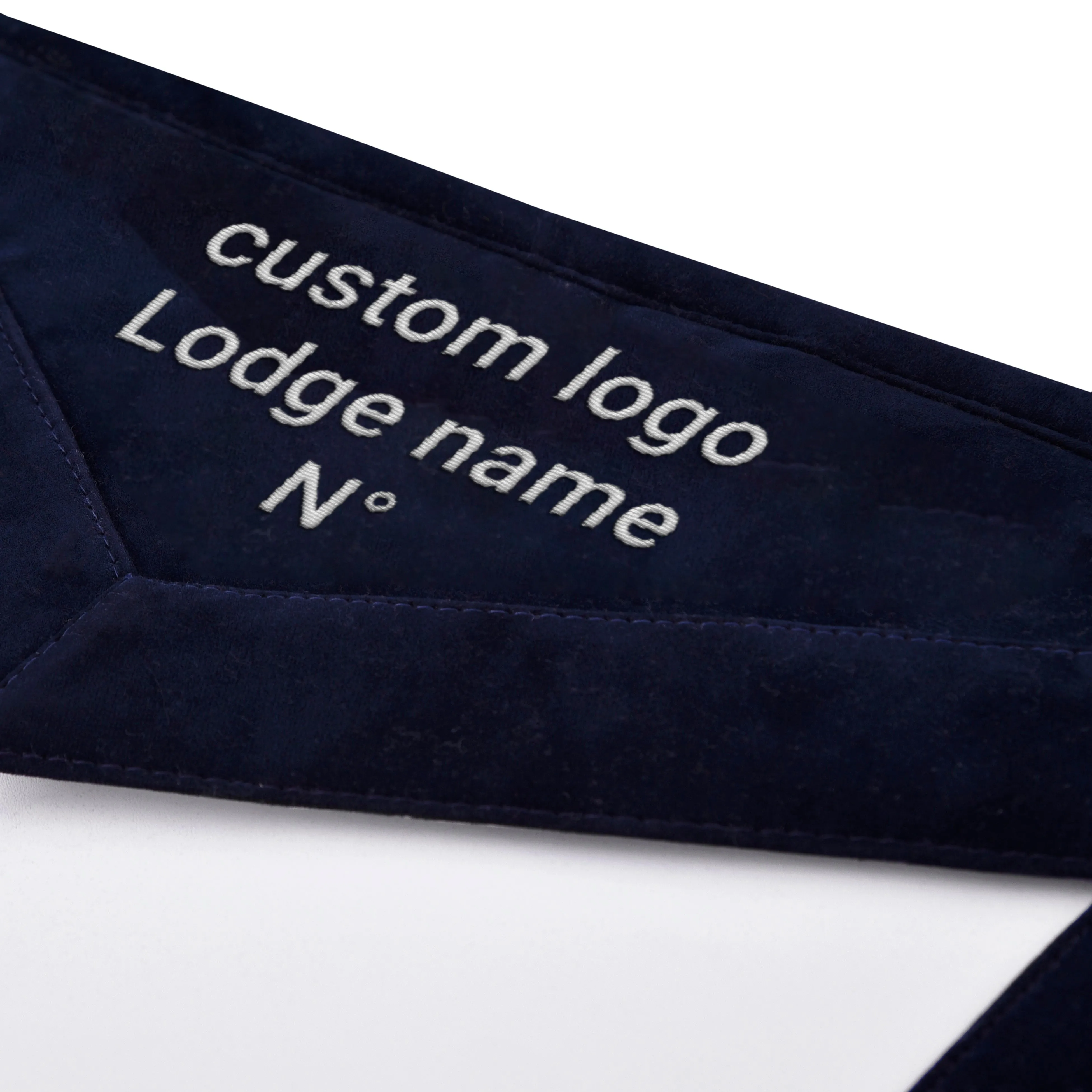 Worshipful Master Blue Lodge Officer Apron -  Navy Velvet With Silver Embroidery Thread