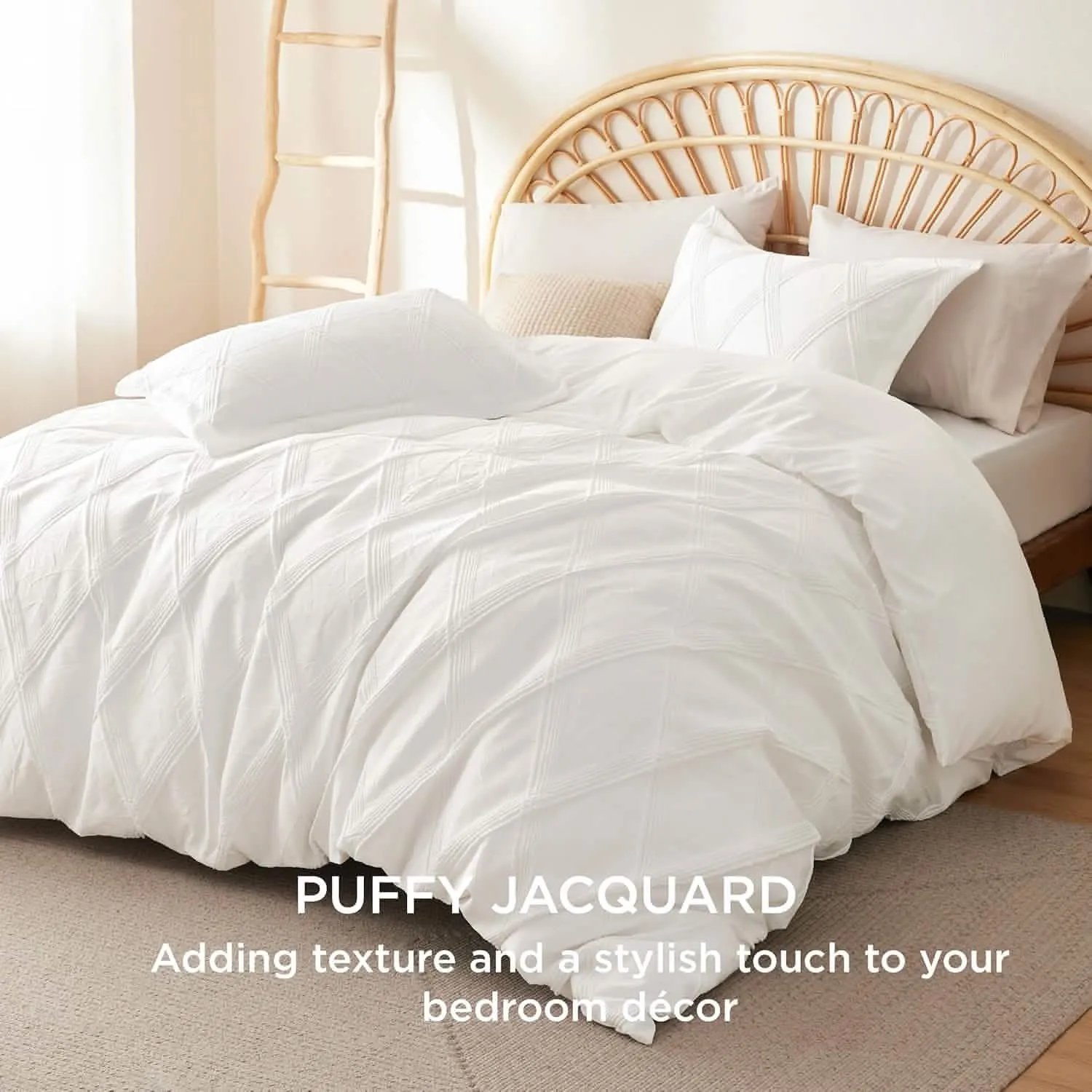 Yarn-Dyed Leaf Jacquard Duvet Cover Set