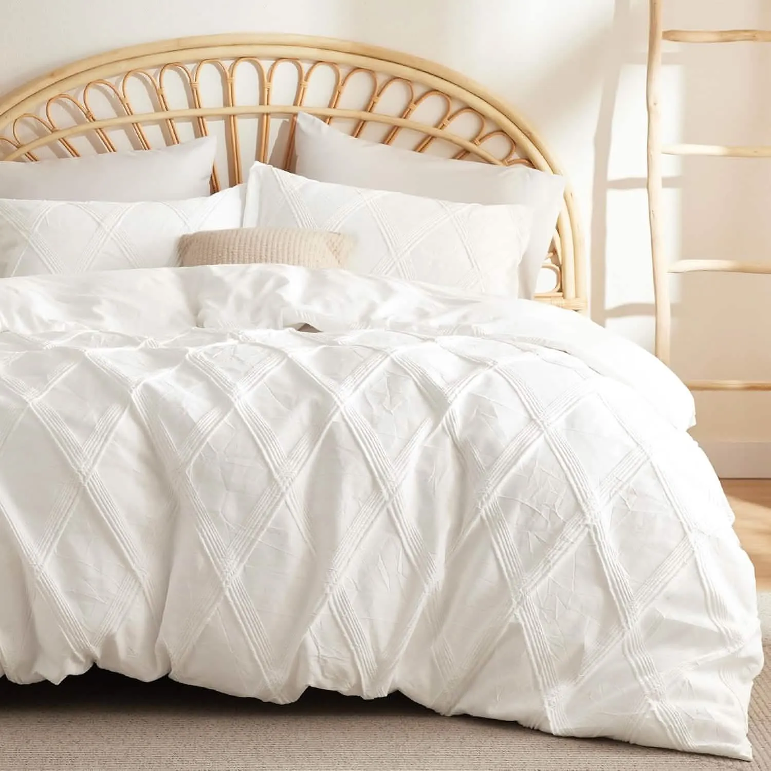 Yarn-Dyed Leaf Jacquard Duvet Cover Set